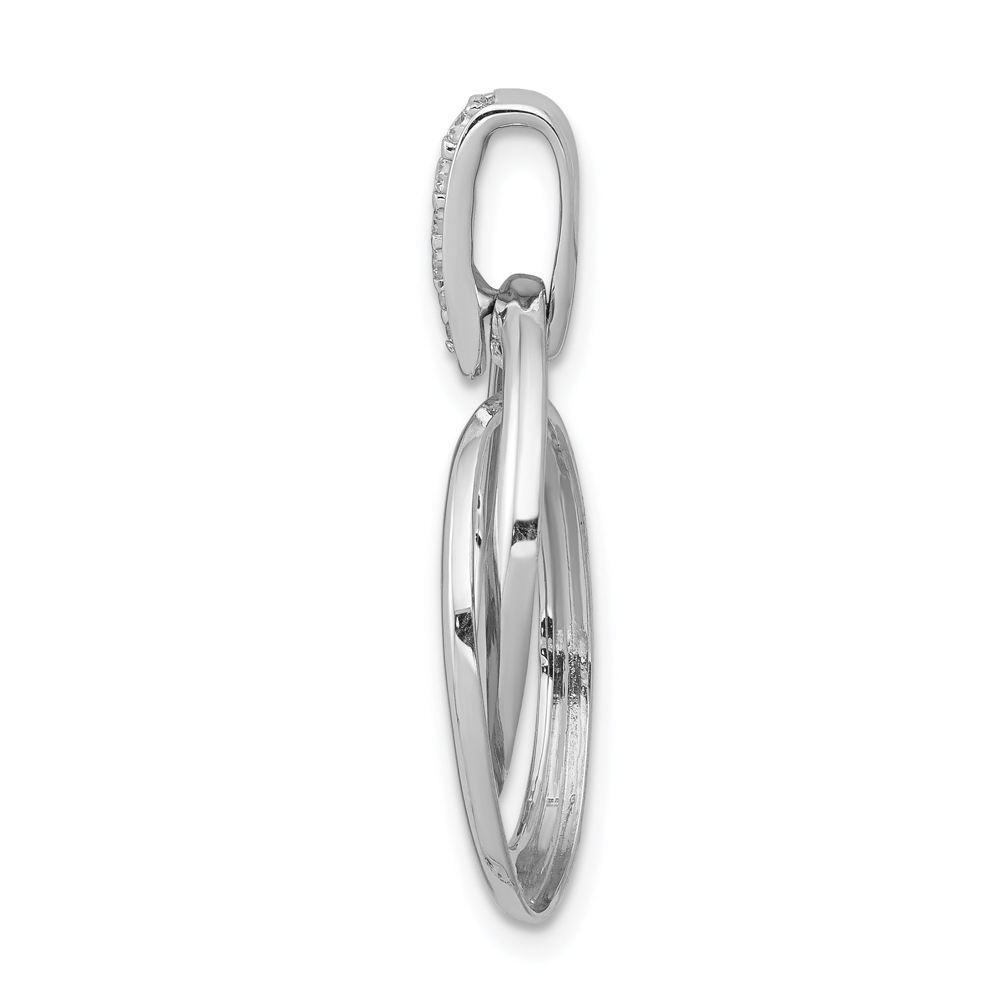 10k White Gold 1/20ct. Diamond Double Oval Pendant Secondary image