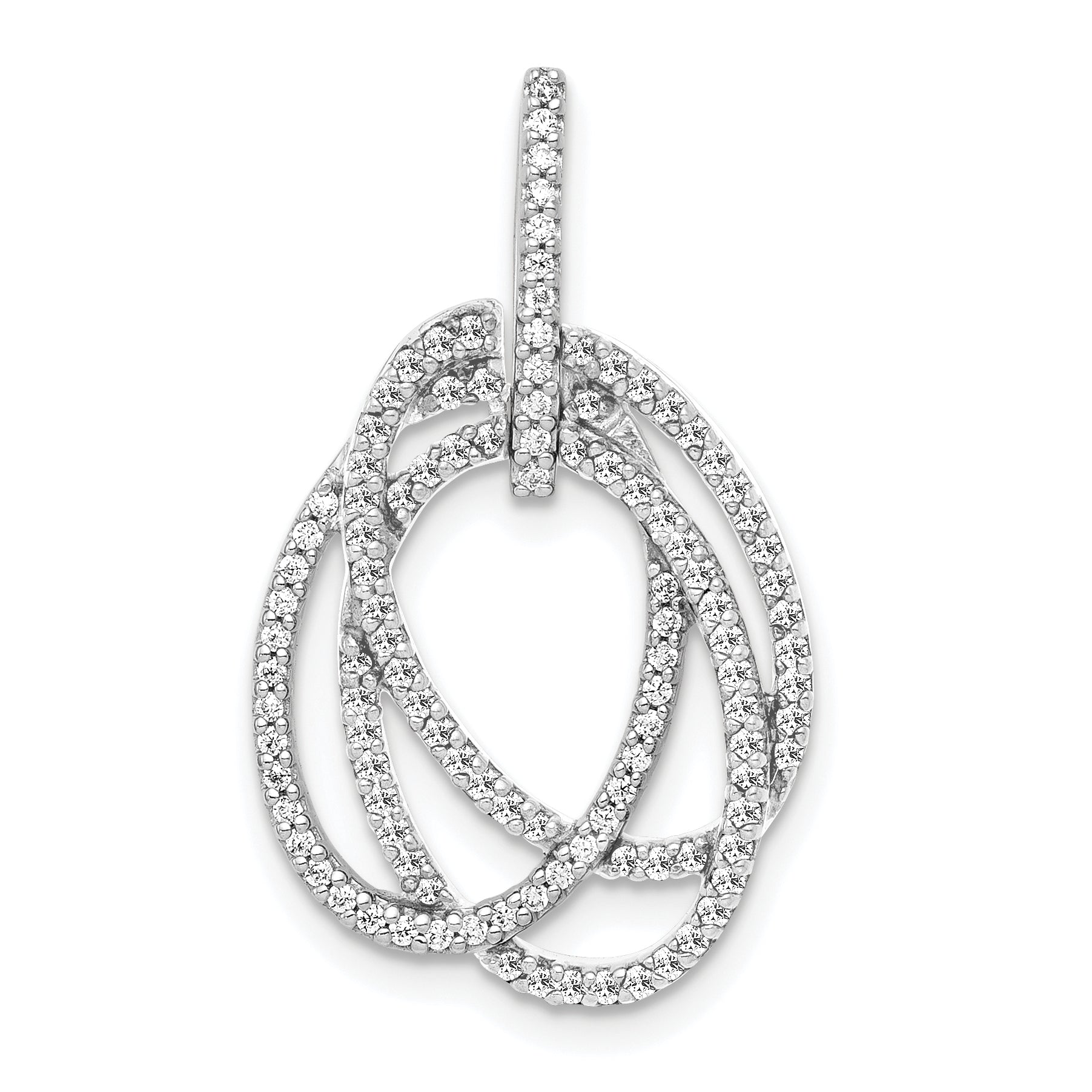 14k White Gold 1/3 carat Lab Grown Diamond VS/SI+ G+ Complete Intertwined Oval Pendant Main image