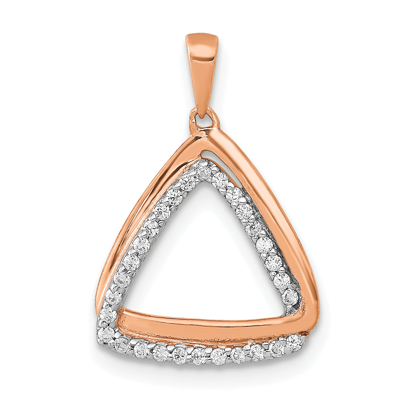 14k Rose Gold 1/6 carat Lab Grown Diamond VS/SI+ G+ Complete Double Triangle Pendant Main image