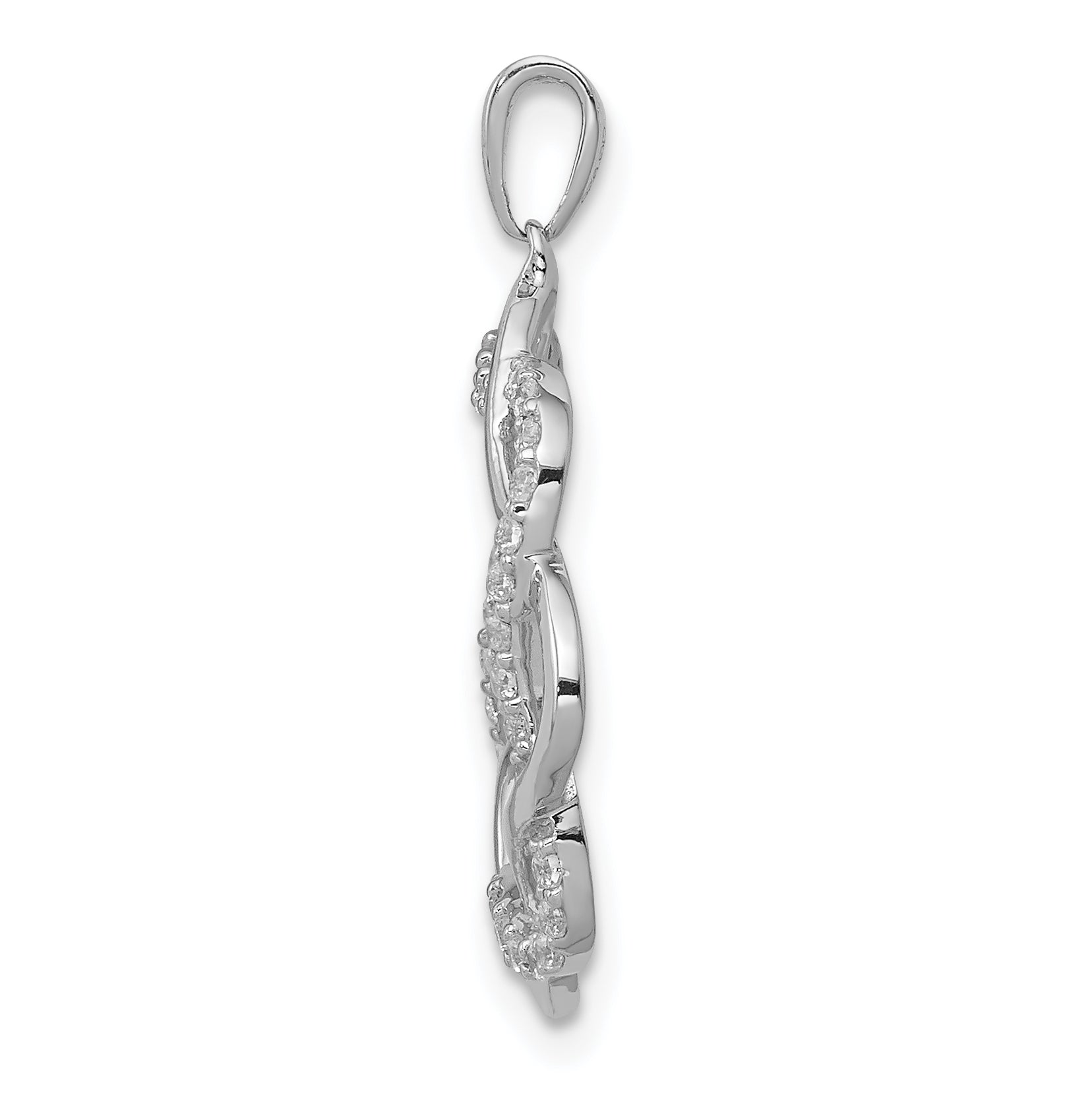 14k White Gold 1/5 carat Lab Grown Diamond VS/SI+ G+ Complete Twisted Circle Pendant Secondary image