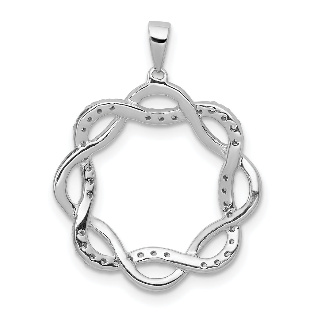 14k White Gold 1/5 carat Lab Grown Diamond VS/SI+ G+ Complete Twisted Circle Pendant