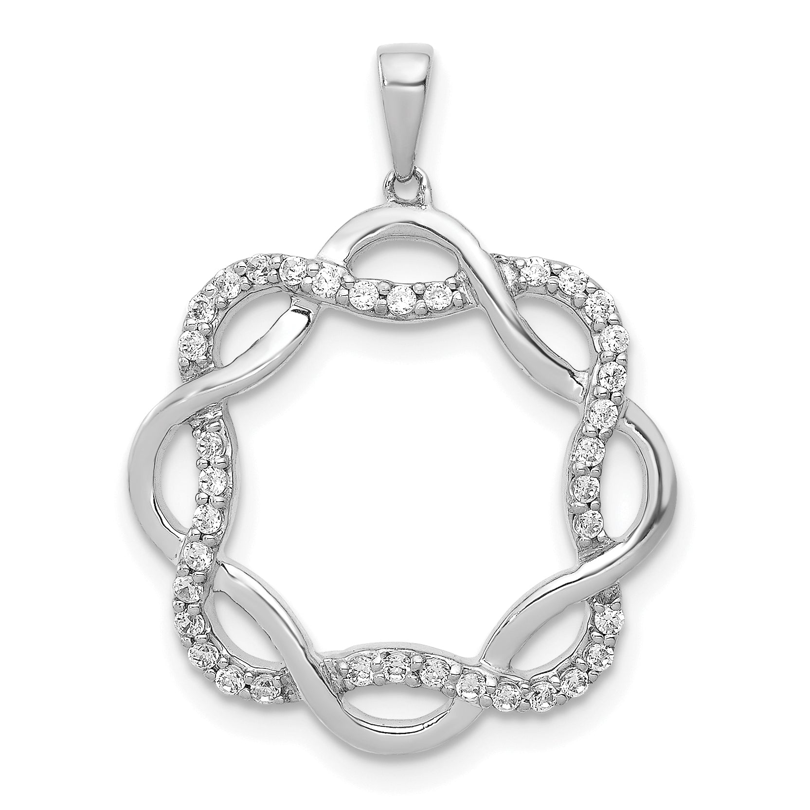 14k White Gold 1/5 carat Lab Grown Diamond VS/SI+ G+ Complete Twisted Circle Pendant Main image