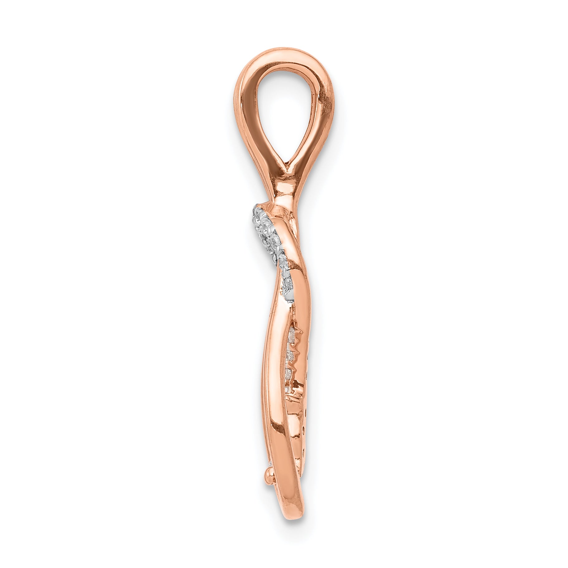14k Rose Gold 1/6 carat Lab Grown Diamond VS/SI+ G+ Complete Knot Chain Slide Pendant Secondary image