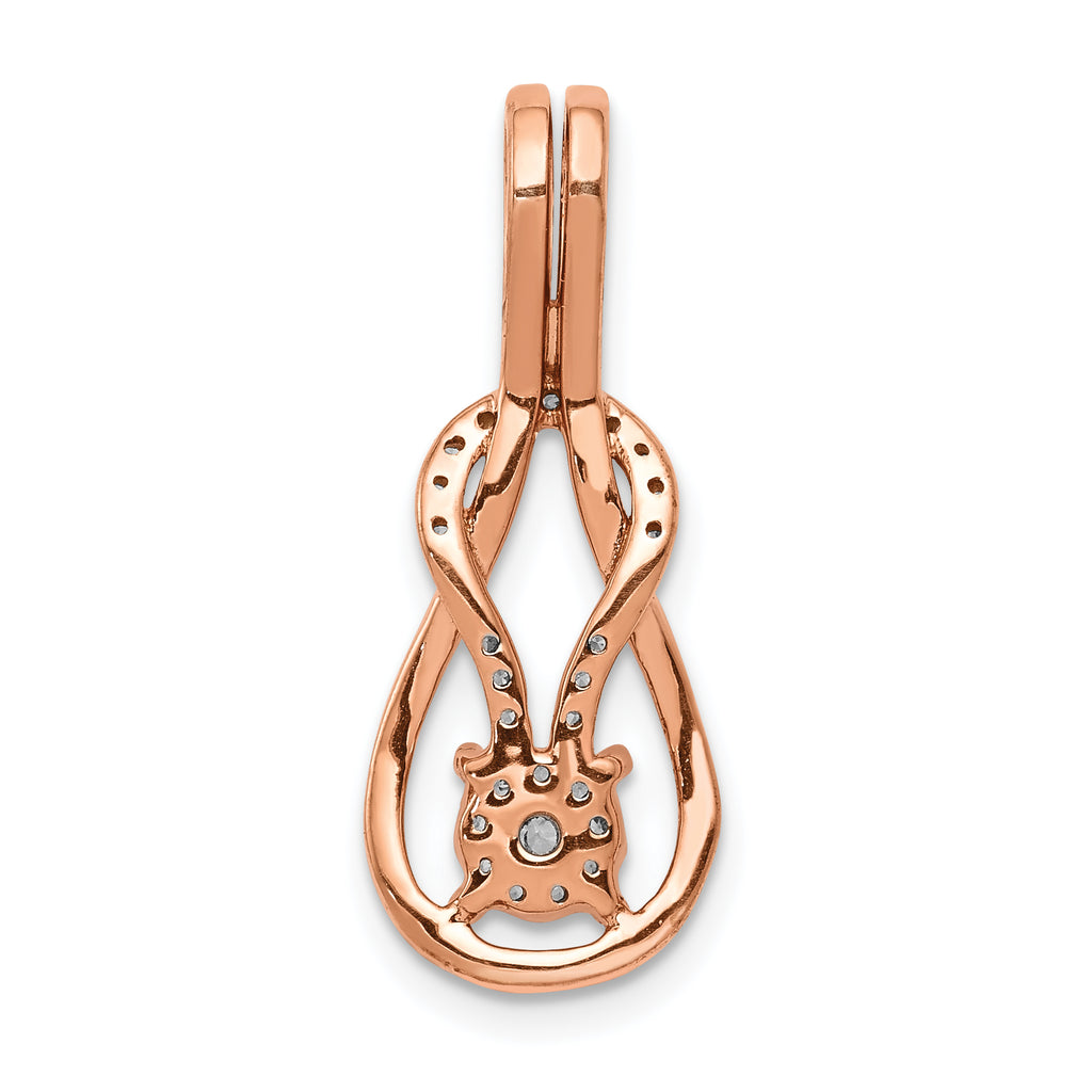 14k Rose Gold 1/6 carat Lab Grown Diamond VS/SI+ G+ Complete Knot Chain Slide Pendant