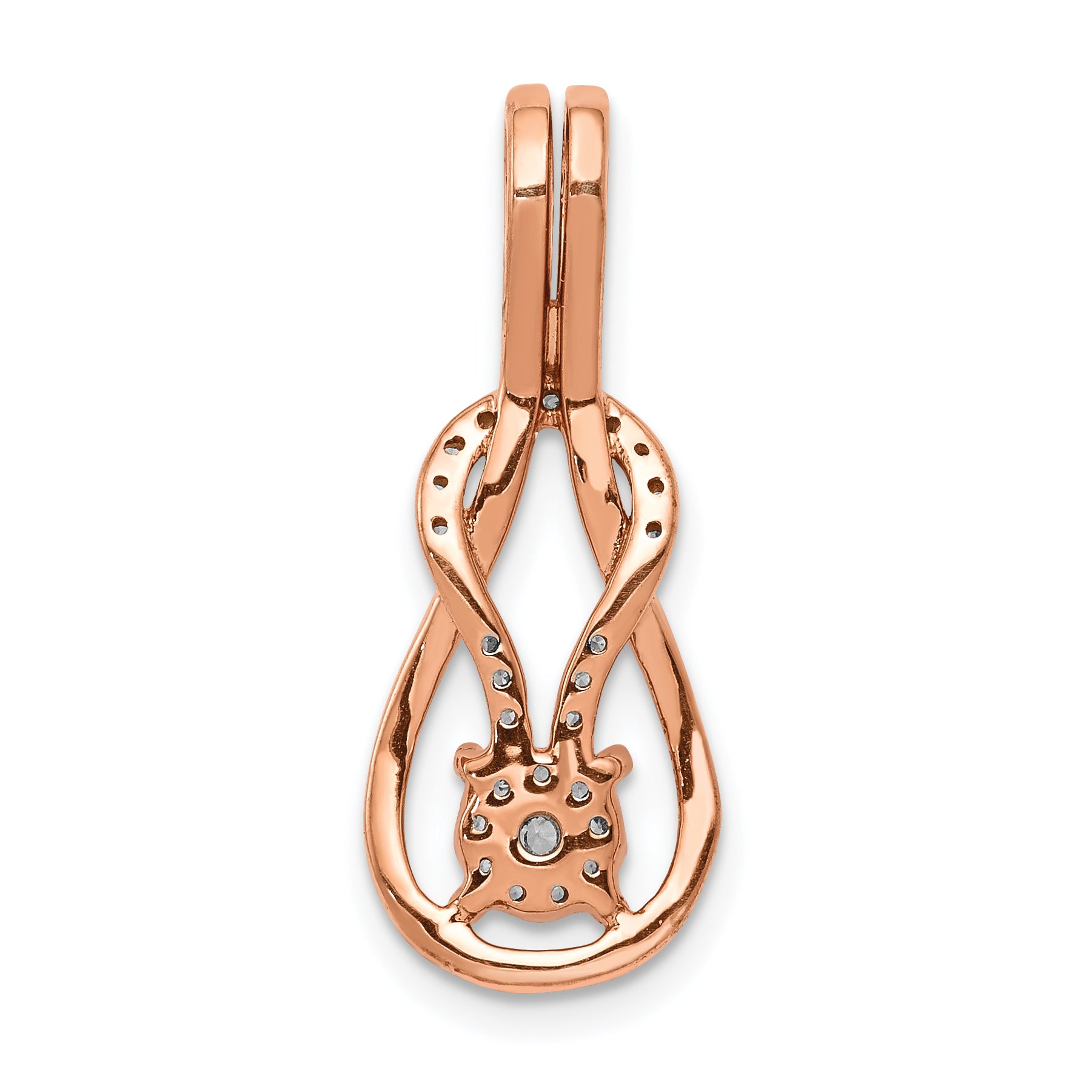 14k Rose Gold 1/6 carat Lab Grown Diamond VS/SI+ G+ Complete Knot Chain Slide Pendant