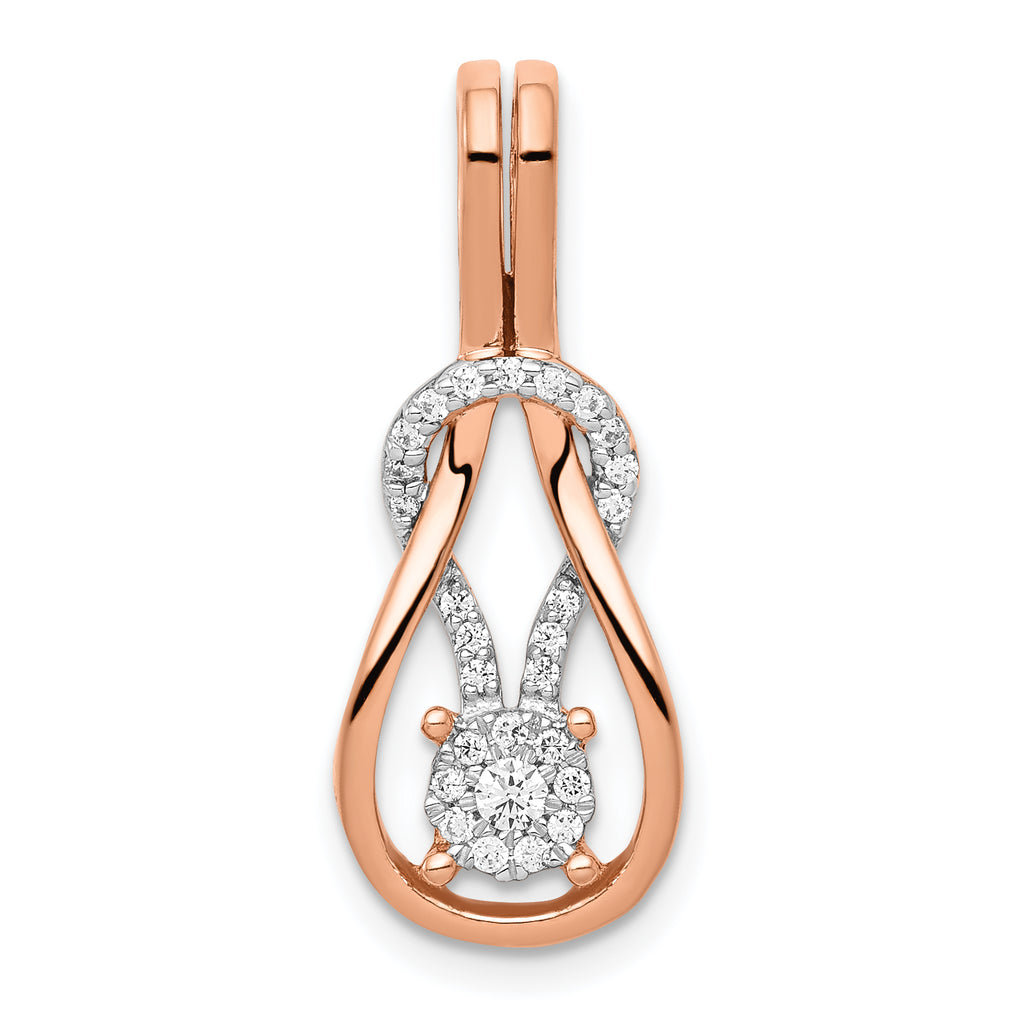 14k Rose Gold 1/6 carat Lab Grown Diamond VS/SI+ G+ Complete Knot Chain Slide Pendant