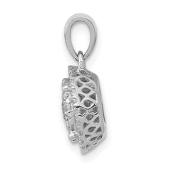 14K White Gold Lab Grown VS/SI+ G+ Dia Round Halo Cluster Pendant