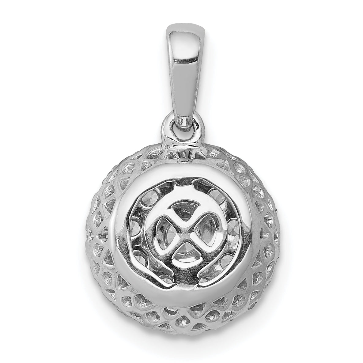 14K White Gold Lab Grown VS/SI+ G+ Dia Round Halo Cluster Pendant