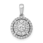 14K White Gold Lab Grown VS/SI+ G+ Dia Round Halo Cluster Pendant