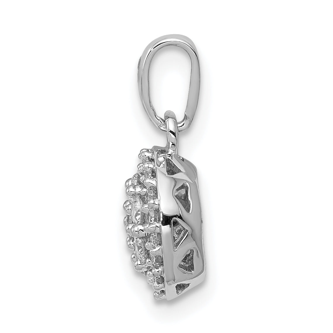 14k White Gold 1/4 carat Lab Grown Diamond VS/SI+ G+ Round Complete Halo Cluster Pendant Secondary image