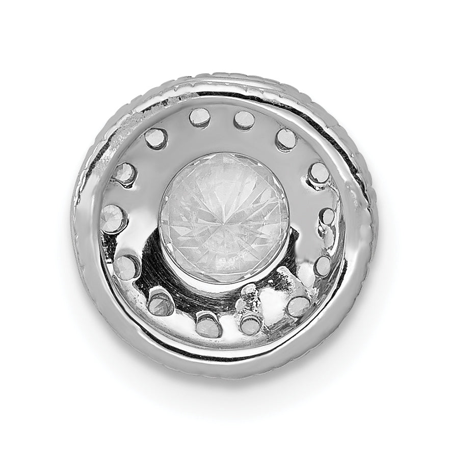 14k White Gold 1/2 carat Lab Grown Diamond VS/SI+ G+ Round Complete Halo Chain Slide Pendant
