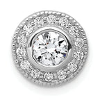 14k White Gold 1/2 carat Lab Grown Diamond VS/SI+ G+ Round Complete Halo Chain Slide Pendant