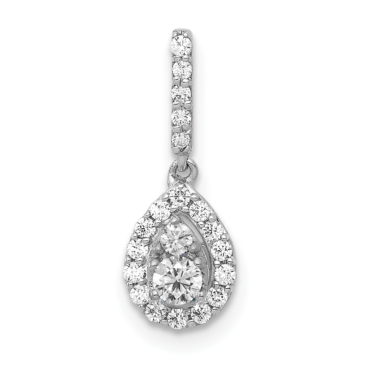 14k White Gold 1/4 carat Lab Grown Diamond VS/SI+ G+ Complete Teardrop Dangle Pendant Main image