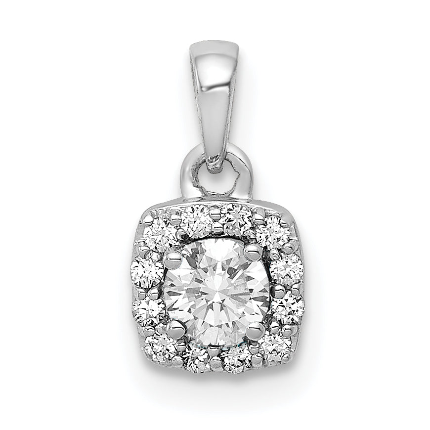 14k White Gold 1/3 carat Lab Grown Diamond VS/SI+ G+ Complete Halo Pendant