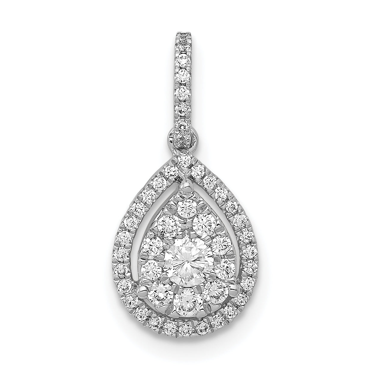14k White Gold 1/3 carat Lab Grown Diamond VS/SI+ G+ Complete Teardrop Dangle Pendant