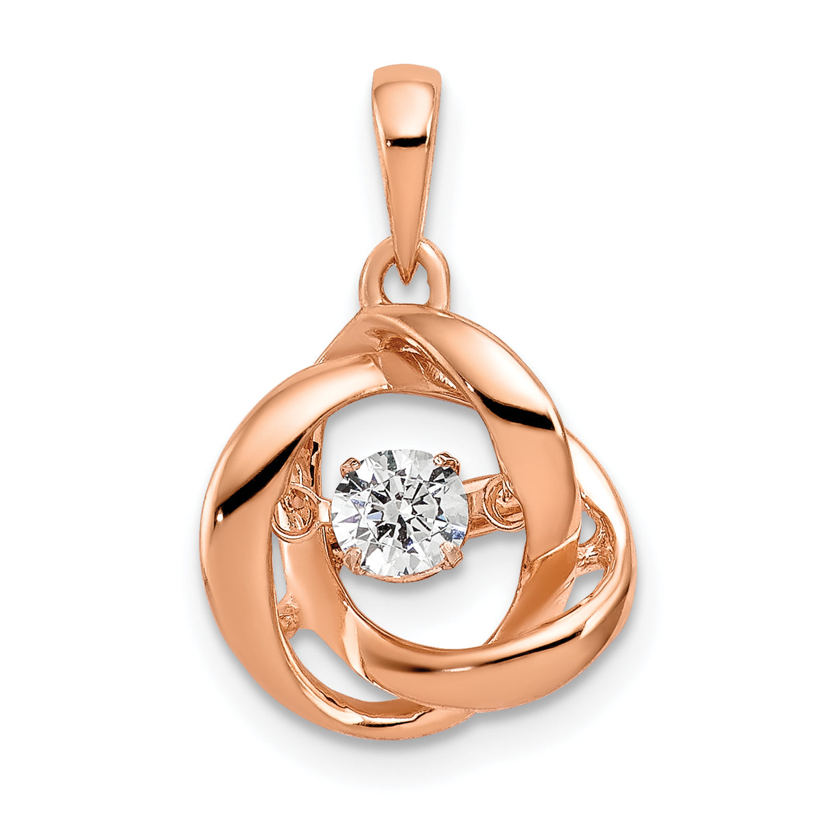 14k Rose Gold 1/5 carat Lab Grown Diamond VS/SI+ G+ Complete Vibrant Intertwined Circles Pendant