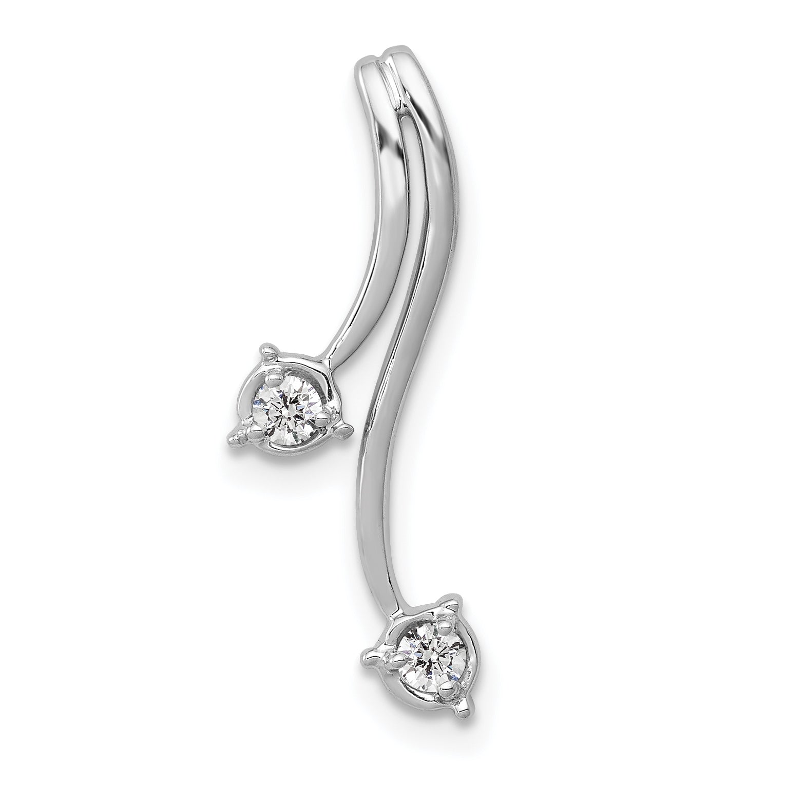 14k White Gold 1/10 carat Lab Grown Diamond VS/SI+ G+ Fashion Chain Slide Pendant