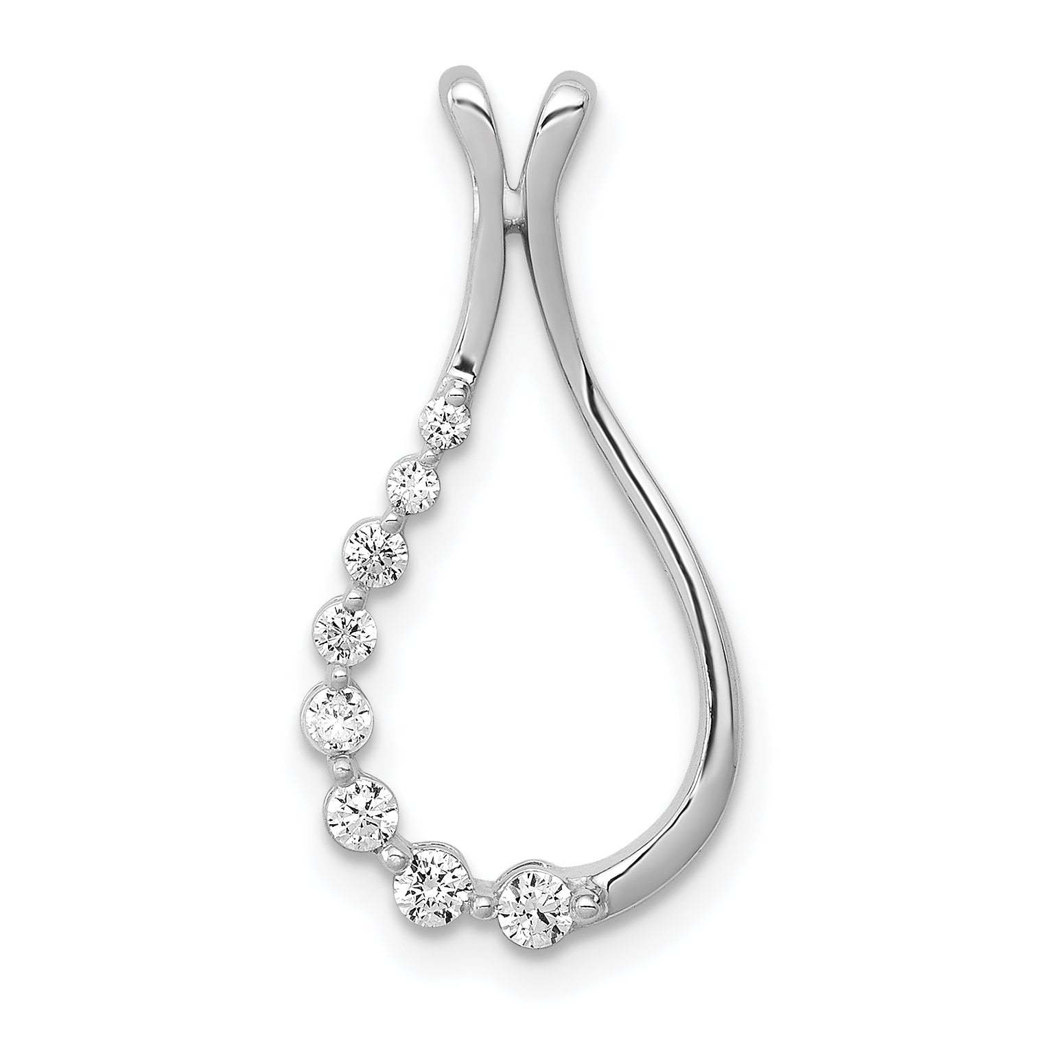 14k White Gold 1/6 carat Lab Grown Diamond VS/SI+ G+ Teardrop Chain Slide Pendant Main image