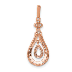 14K Rose Gold Lab Grown VS/SI FGH Dia Double Teardrop Dangle Pendant