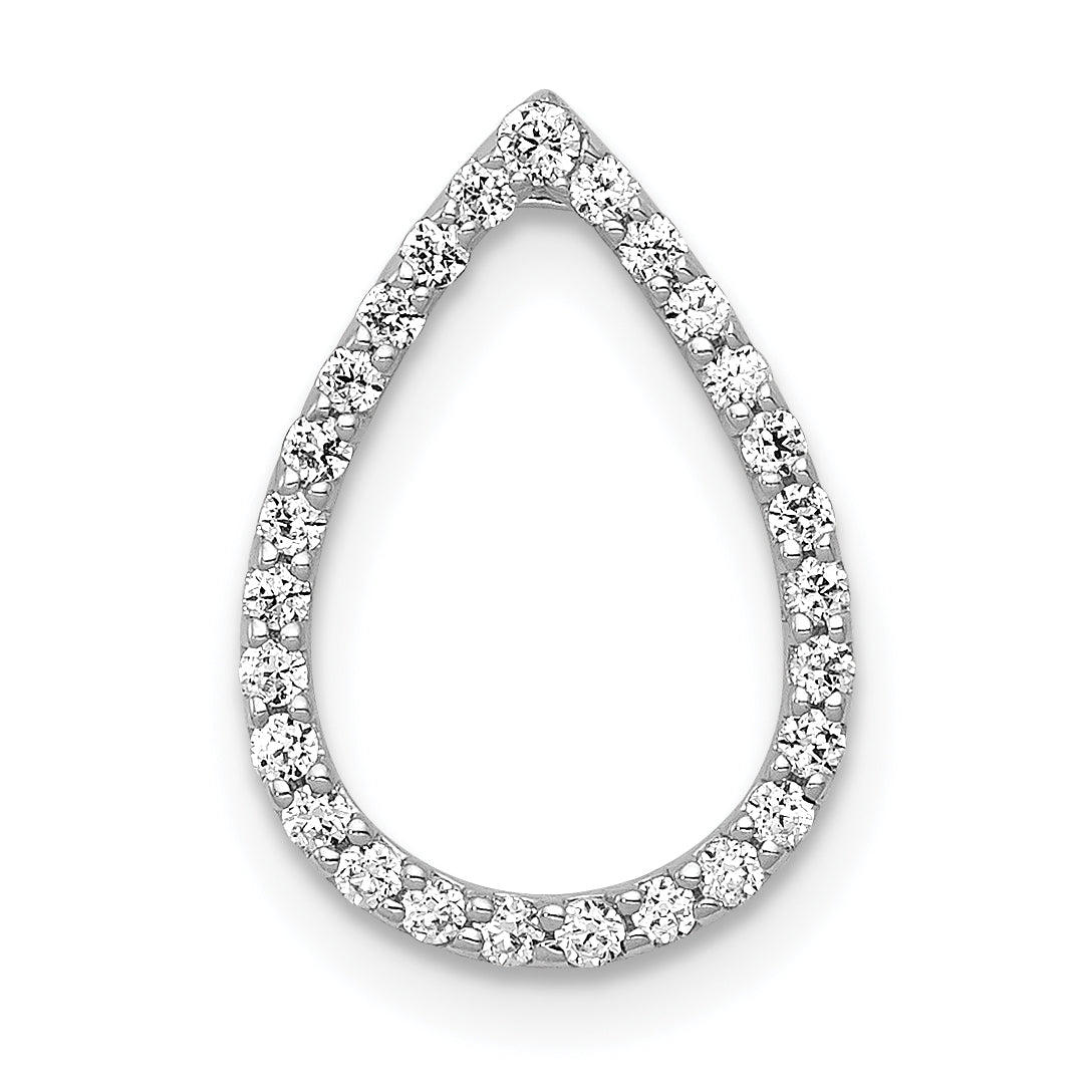 14k White Gold 1/5 carat Lab Grown Diamond VS/SI+ G+ Complete Teardrop Chain Slide Pendant Main image