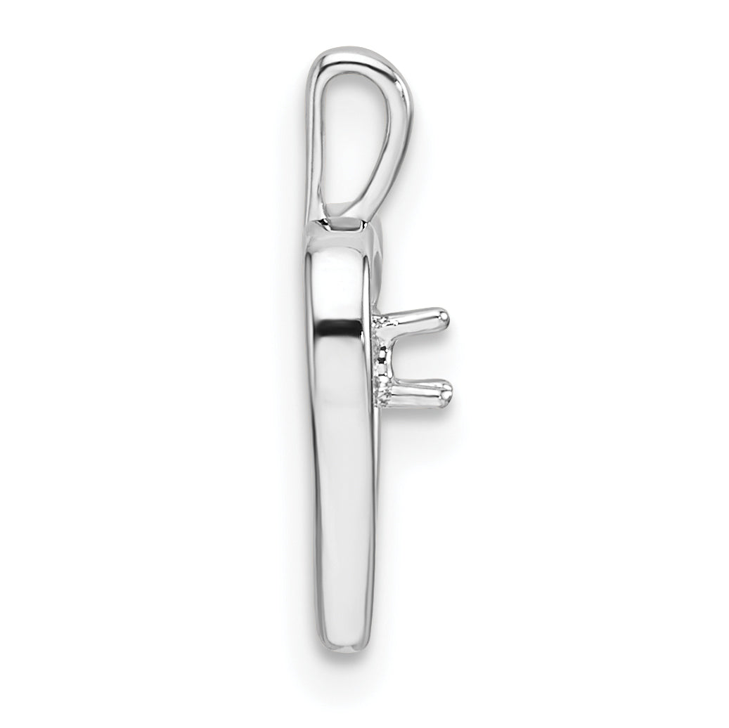 14k White Gold Holds 1-1.9mm Stone Heart Pendant Mounting (No Stone Included)