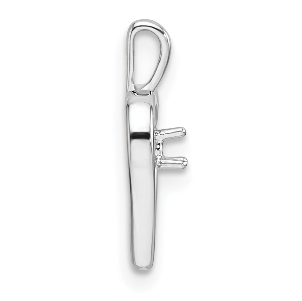 14k White Gold Holds 1-1.9mm Stone Heart Pendant Mounting (No Stone Included)
