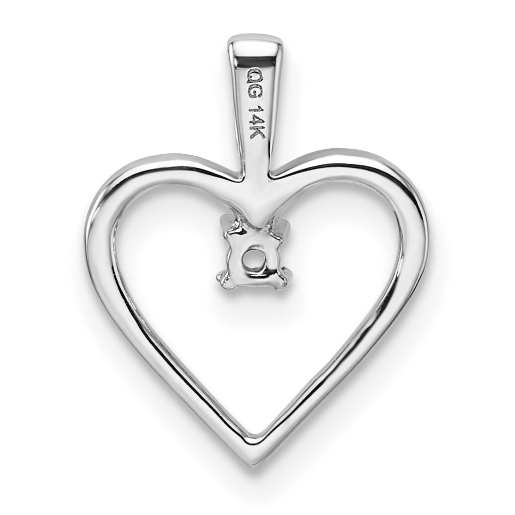 14k White Gold Holds 1-1.9mm Stone Heart Pendant Mounting (No Stone Included)