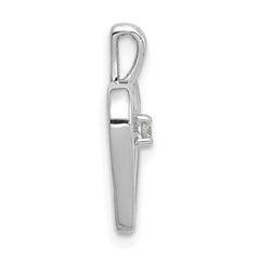 14k White Gold .03 carat AA Diamond Heart Pendant
