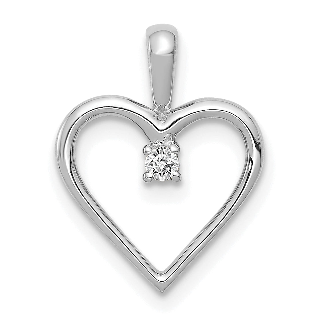 14k White Gold .03 carat AA Diamond Heart Pendant Main image
