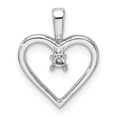 14k White Gold Holds 1-1.9mm Stone Heart Pendant Mounting (No Stone Included)