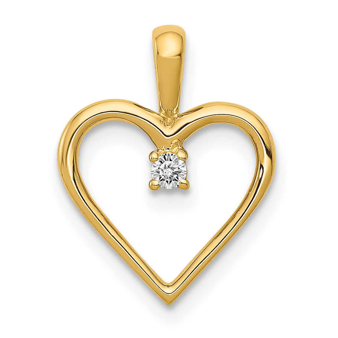 14k .03 carat AA Diamond Heart Pendant
