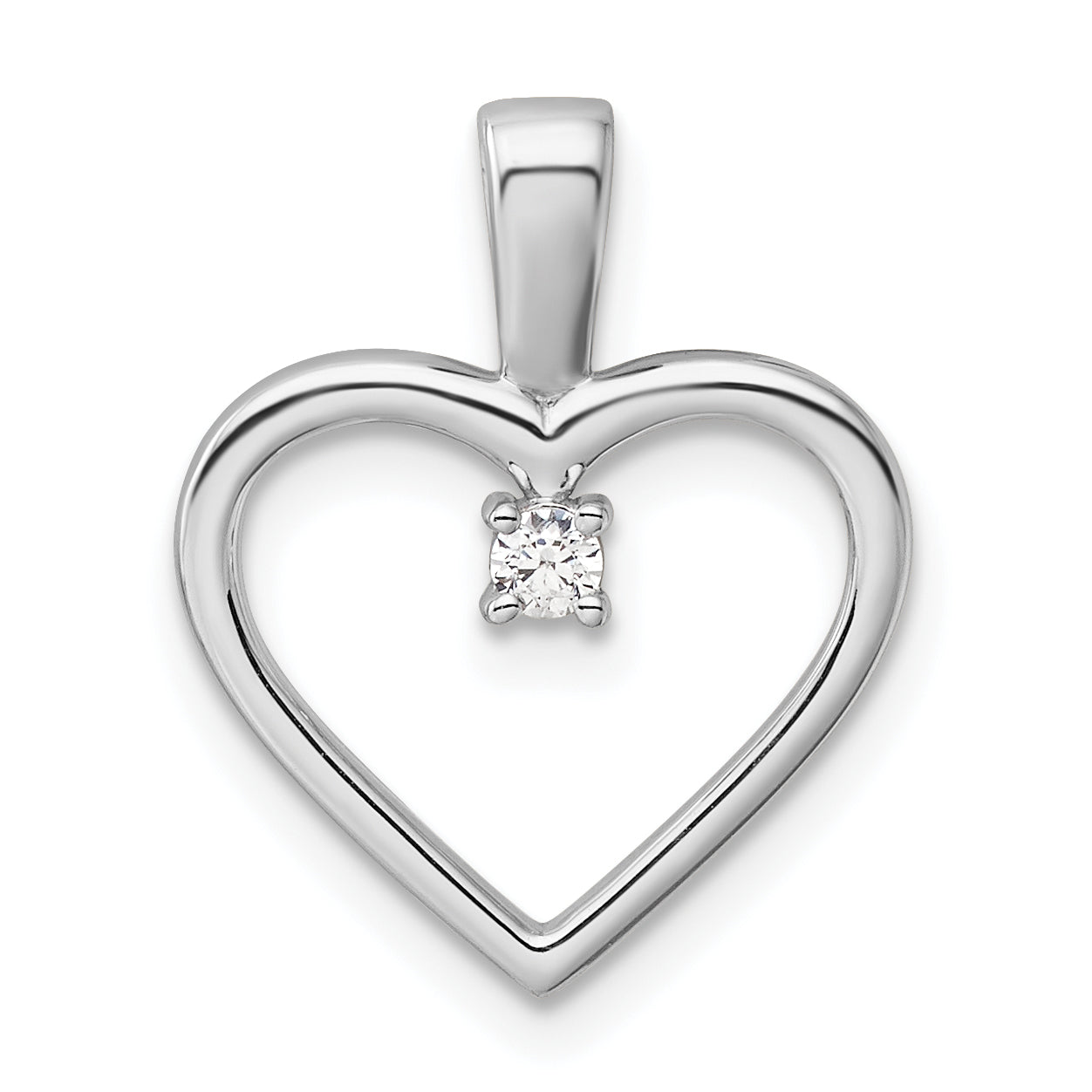 14k White Gold AA .05ct. Diamond Heart Pendant Main image