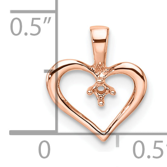 10k Rose Gold Heart Pendant Mounting (No Stone Included)