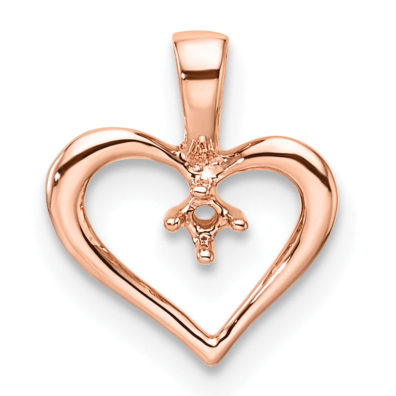 10k Rose Gold Heart Pendant Mounting (No Stone Included)
