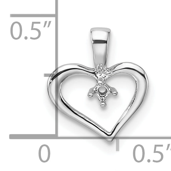 10k White Gold Heart Pendant Mounting (No Stone Included)
