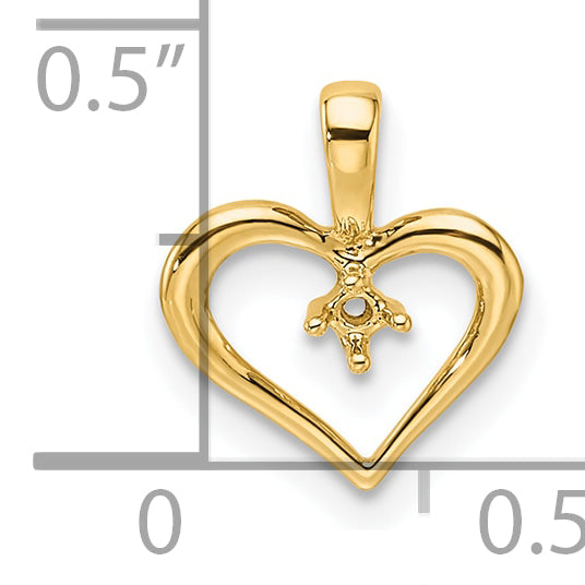 10k Heart Pendant Mounting (No Stone Included)