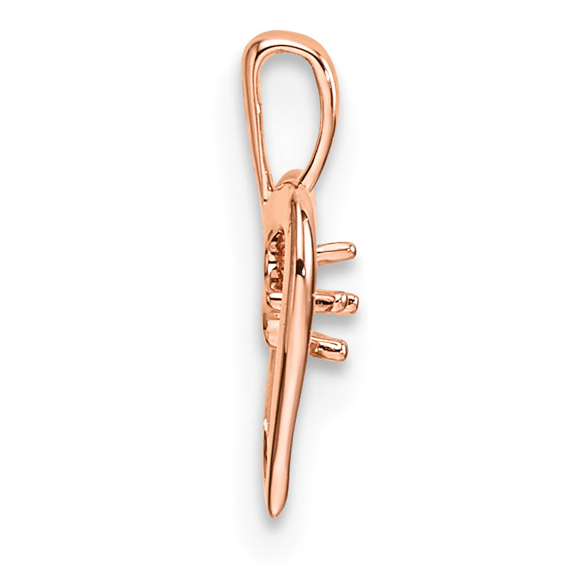 14k Rose Gold Heart Pendant Mounting (No Stone Included)