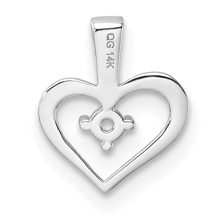 14k White Gold Heart Pendant Mounting (No Stone Included)