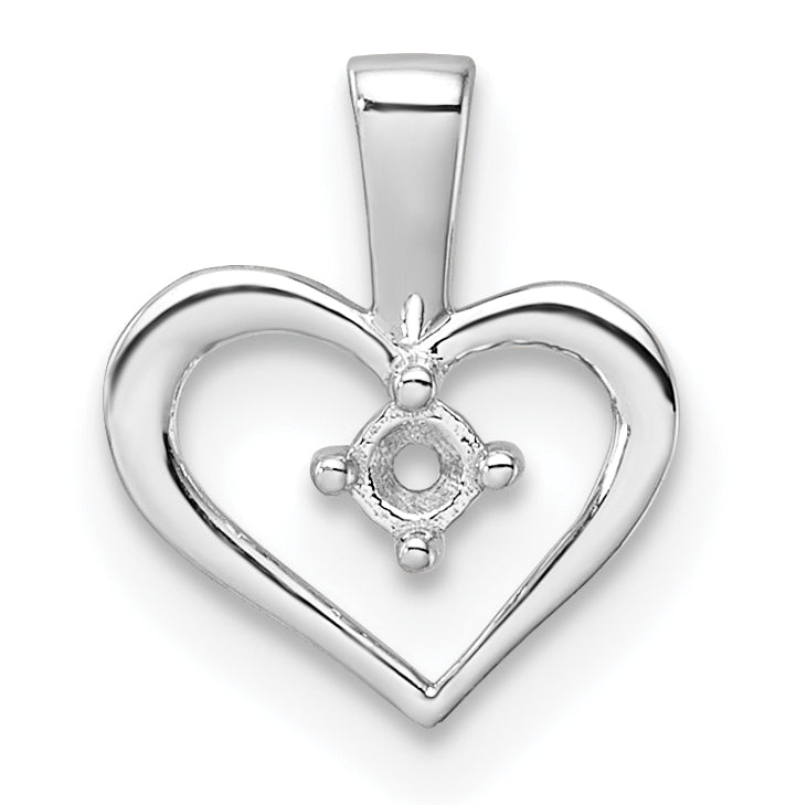 14k White Gold Heart Pendant Mounting (No Stone Included)