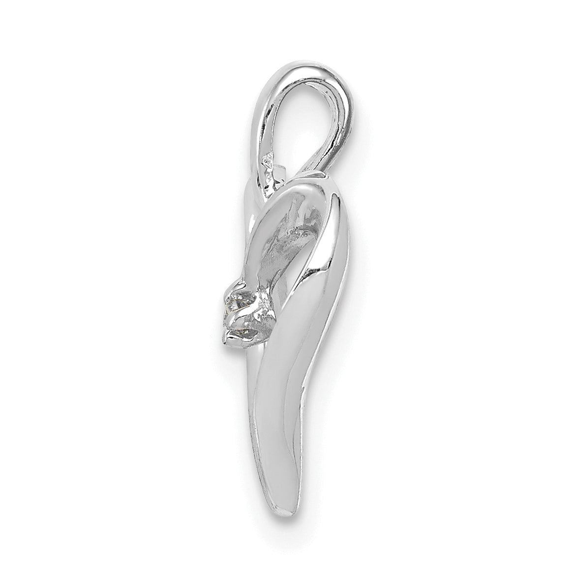 14k White Gold Holds 1-1.3mm Stone Heart Pendant Mounting (No Stone Included) Secondary image