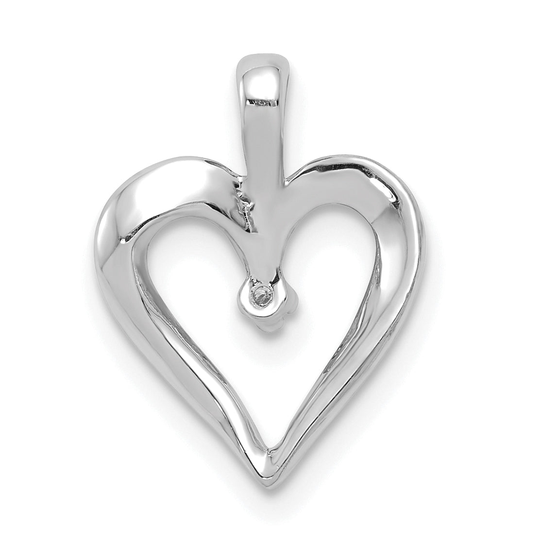 14k White Gold Holds 1-1.3mm Stone Heart Pendant Mounting (No Stone Included)