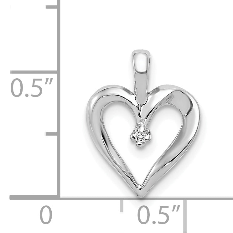 14k White Gold Holds 1-1.3mm Stone Heart Pendant Mounting (No Stone Included)