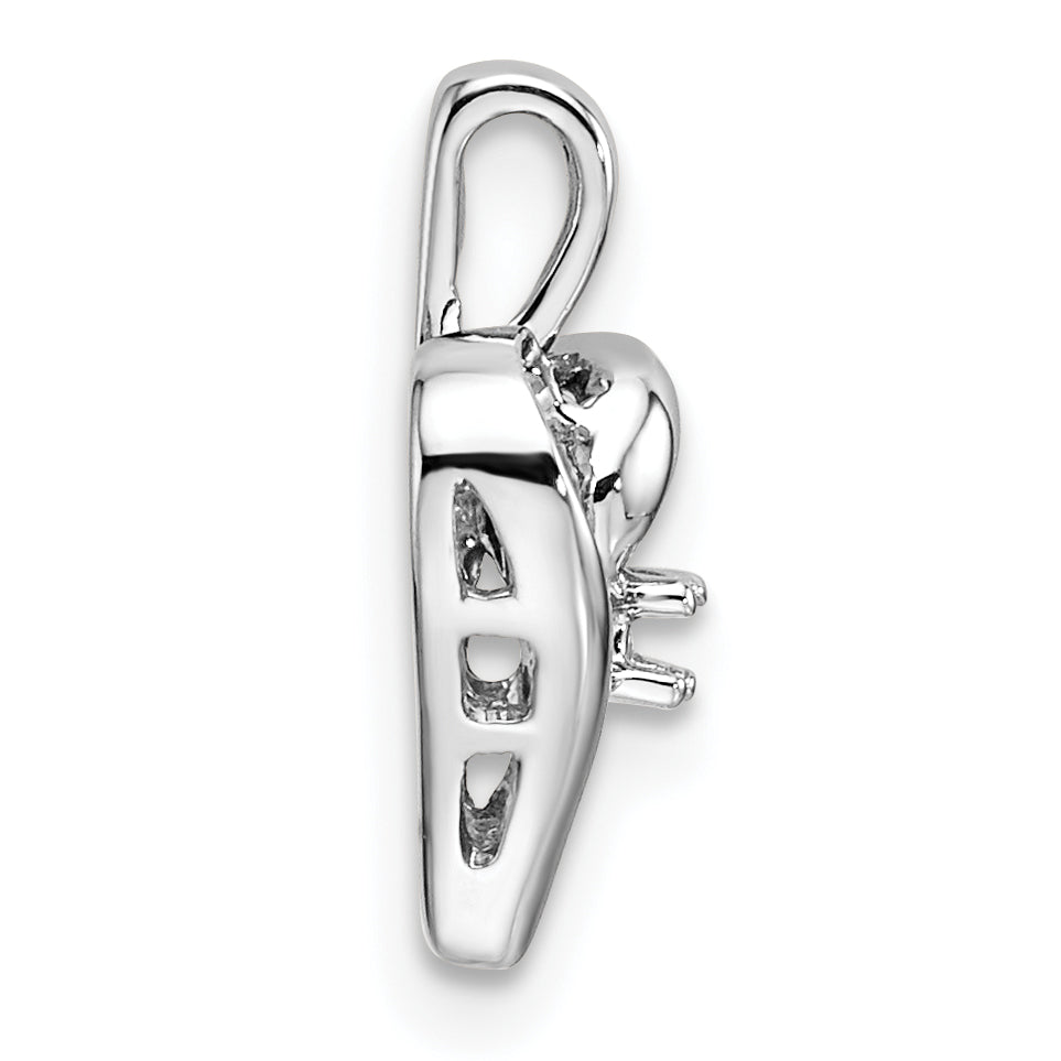 14k White Gold Heart Pendant Mounting (No Stone Included)