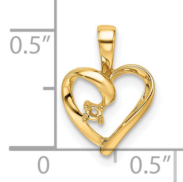 14k Heart Pendant Mounting (No Stone Included)
