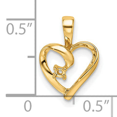 14k Heart Pendant Mounting (No Stone Included)