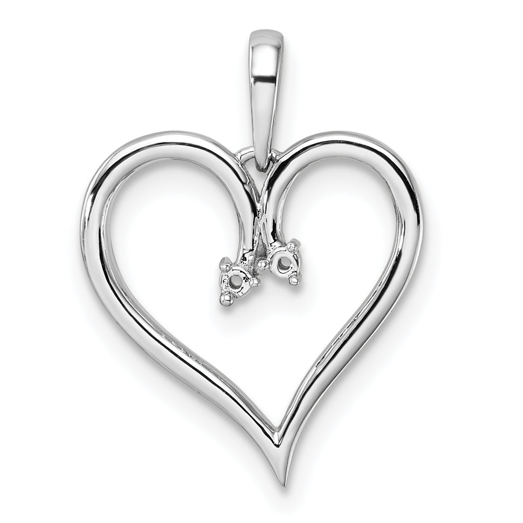 14k White Gold Heart Pendant Mounting (No Stone Included)