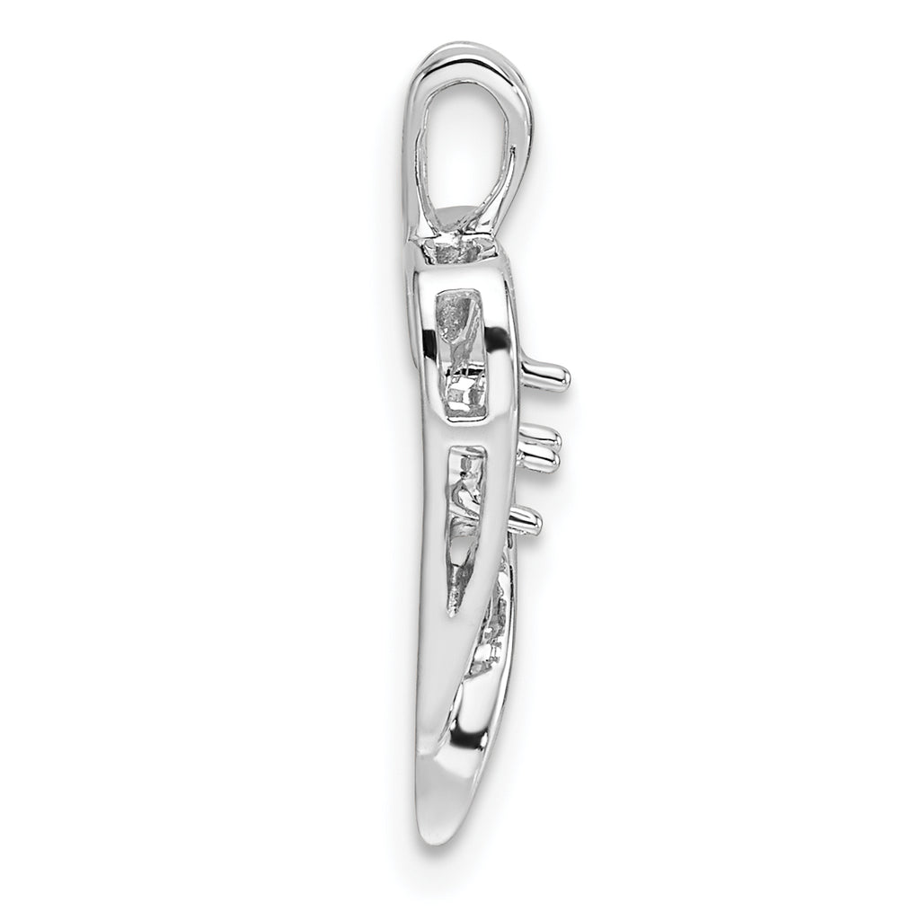 14k White Gold Heart Pendant Mounting (No Stone Included)