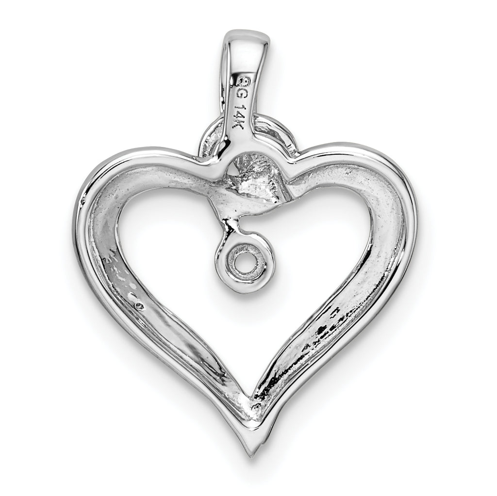 14k White Gold Heart Pendant Mounting (No Stone Included)