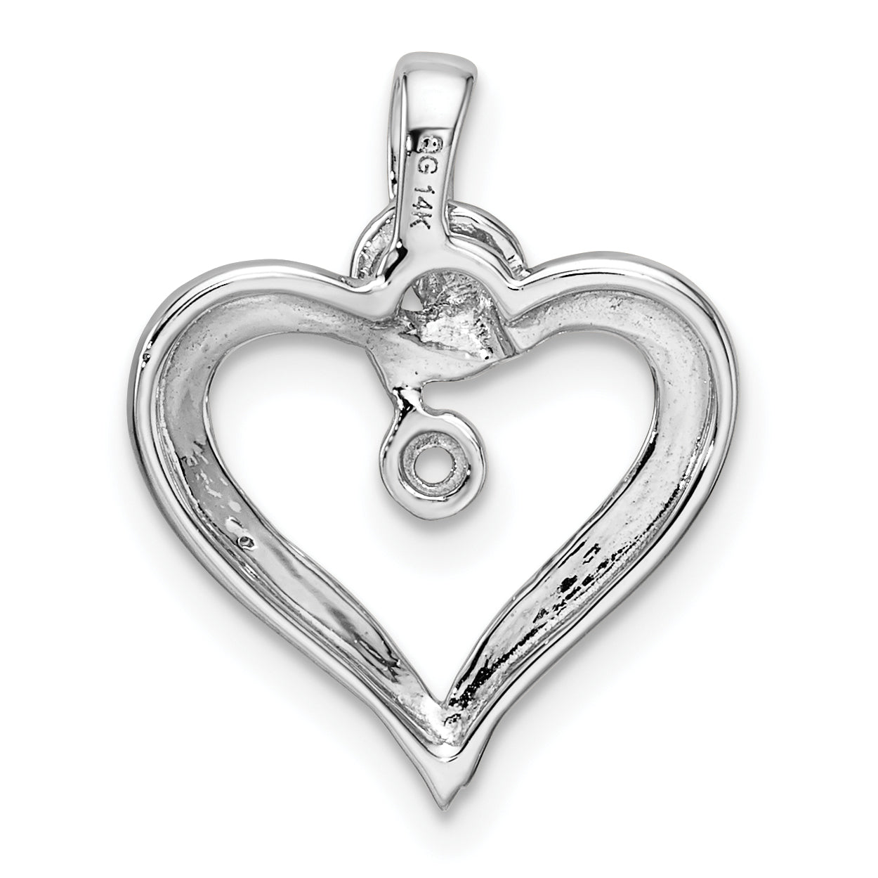 14k White Gold Heart Pendant Mounting (No Stone Included)