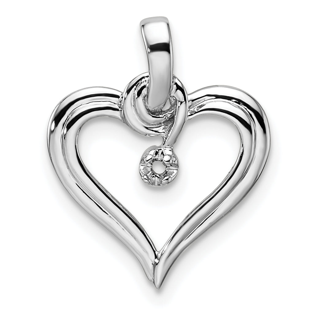 14k White Gold Heart Pendant Mounting (No Stone Included)
